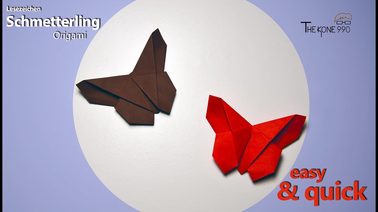 Faltanleitung Lesezeichen Schmetterling - Origami falten leicht gemacht