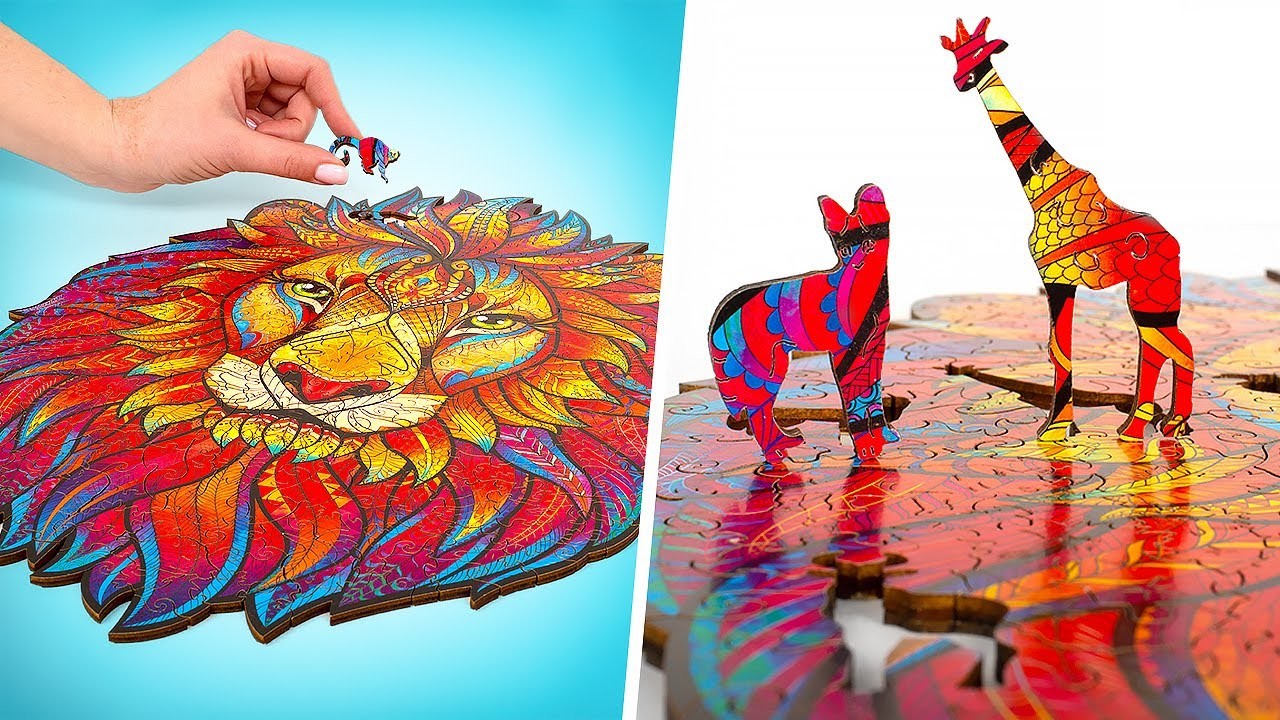 Schönes Löwen-Puzzle aus Holz