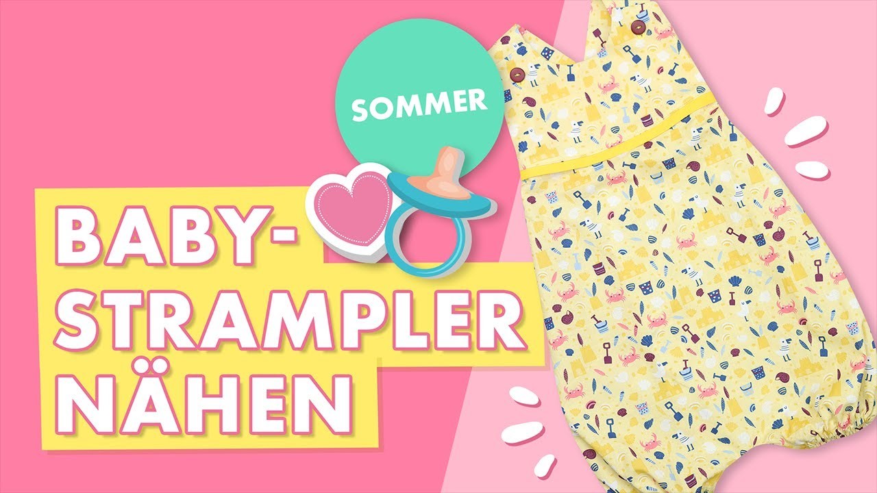 Sommerlichen Strampler für Babys nähen - aus Baumwoll-Webware mit süßem Strandmotiv!