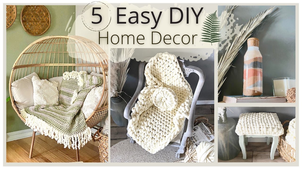 5 Home Decor: Ikea hack sand art, Tube Yarn Blanket & Pillow, Triple crochet blanket|ASMR home decor