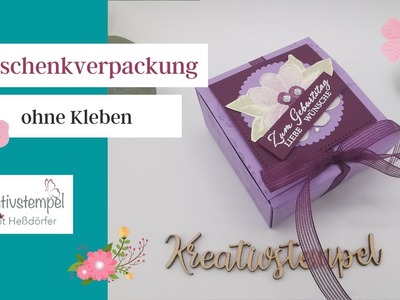 Anleitung Geschenkbox ohne Kleben Traumblüten mit Stampin` Up!