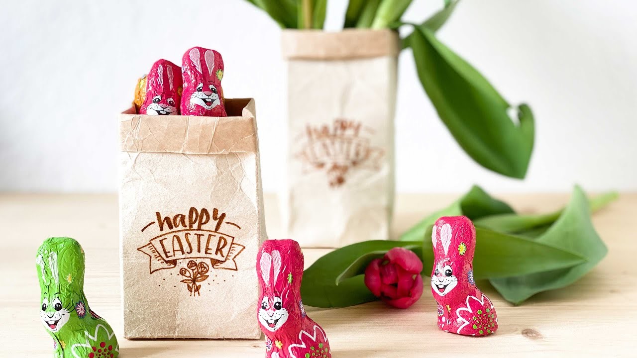 Blumenvase aus Milchtüte mit Handlettering-Spruch