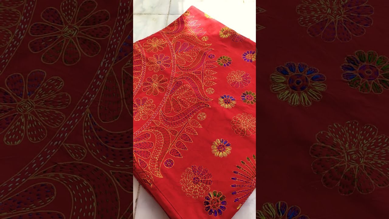 Hand embroidery beautiful nakshi kantha|টুকটুকে লাল নকশী কাথাঁ
