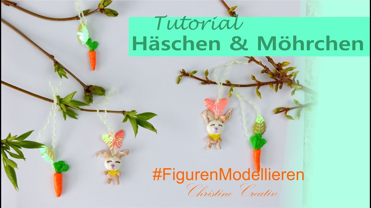 Häschen modellieren ???? #FigurenModellieren Fimo Möhren modellieren Osterhase #ChristineCreativ