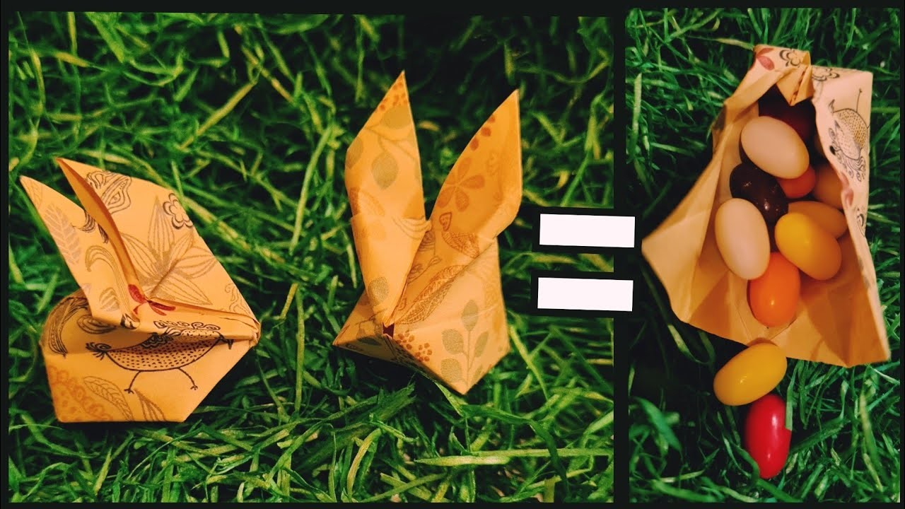 Hase basteln: Süß gefüllte Origami Hasen zu Ostern