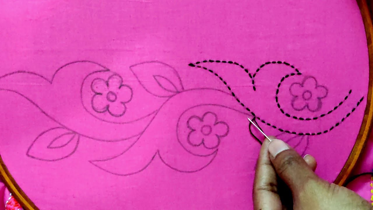 লতা পাতা ও ফুল দিয়ে সুন্দর নকশীকাঁথা প্যাটার্ন সেলাই,Hand embroidery nakshi kantha  pattern stitch