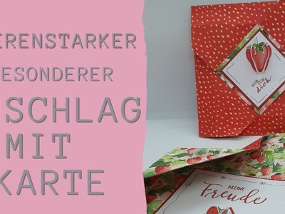 Toller Origami-Umschlag mit Karte im "Erdbeerdesign"