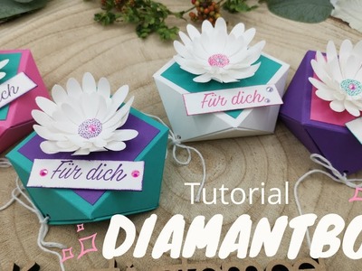 Anleitung Diamantbox mit seitlicher Öffnung. DIY Geschenkverpackung Gänseblümchengruß