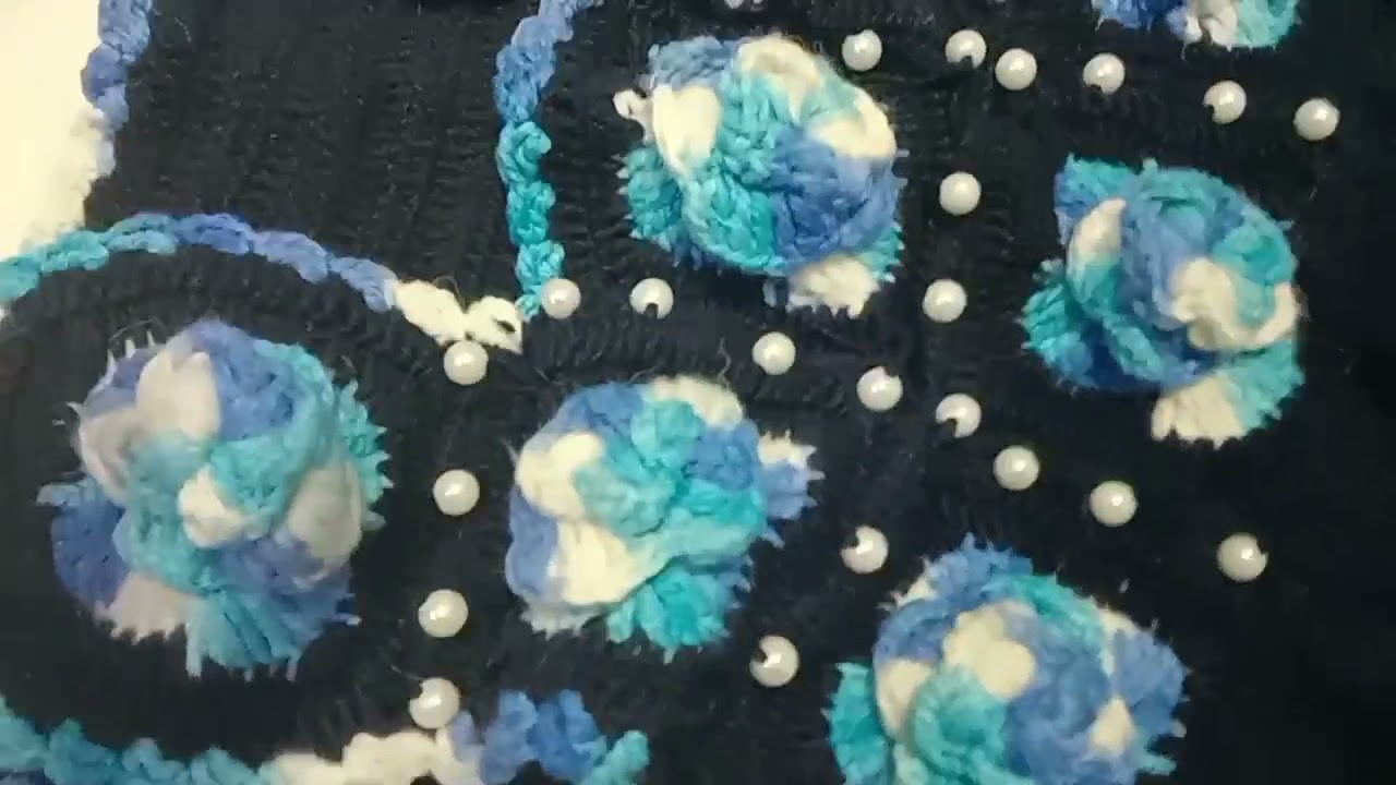 Crochet flower frock.woolen handmade frock