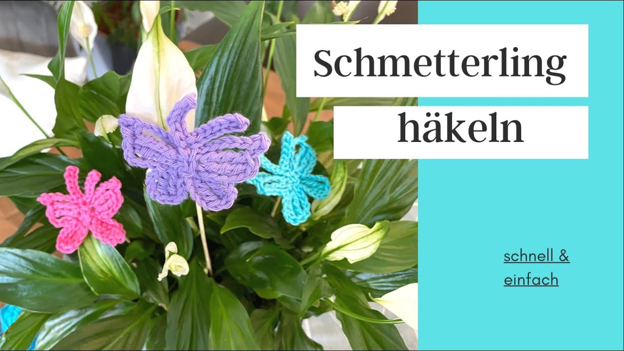 Einfacher Schmetterling häkeln Blumenstecker crochet