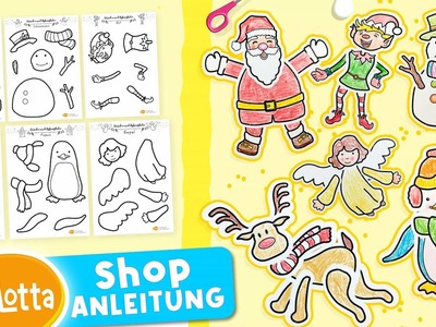 Weihnachts Figuren Basteln Kleben Weihnachtsmann, Schneemann, Rentier, Engel, Elf  1