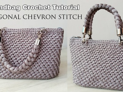 CROCHET BAG - Tas Rajut Diagonal Chevron Stitch (Subtitle Available)