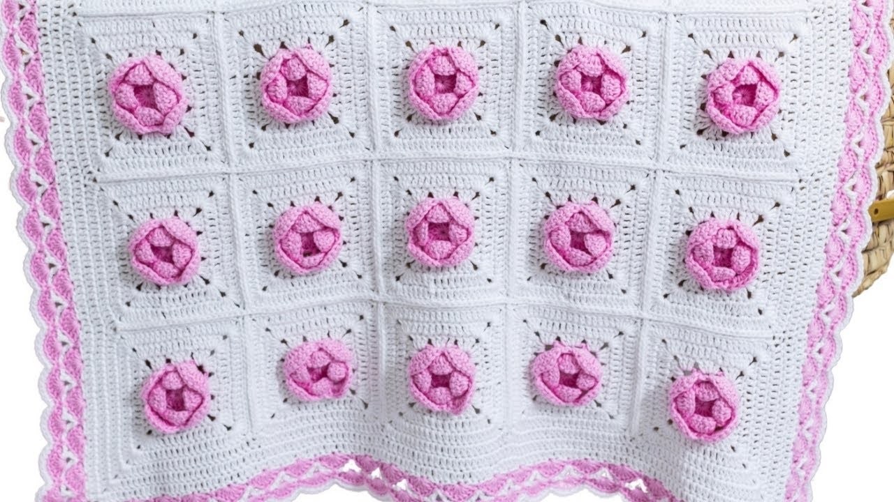 Crochet Rose Baby Blanket Pattern (PART 1 of this Beautiful Design)