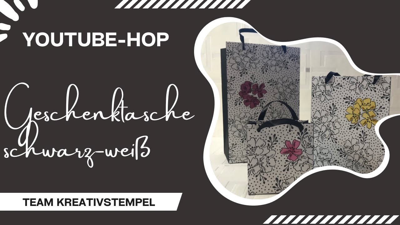 Geschenktasche schwarz-weiß verschiedene Größen - unser zweiter Team-YouTube-Hop