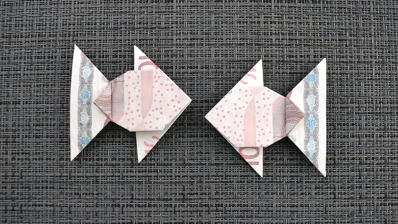 Origami FISCH Geldgeschenk GELD FALTEN | Geschenk für Kinder | Money FISH | Tutorial by Euro Origami