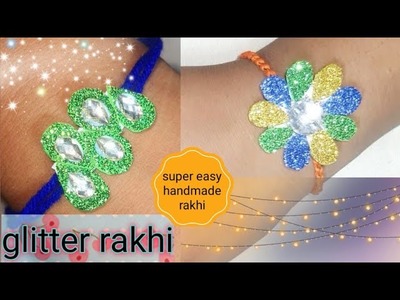 Diy rakhi. rakhi 2021. handmade rakhi. glitter craft. glitter rakhi. craft 2021