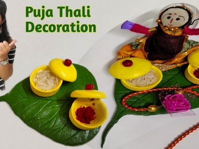 Rakhi ki Thali. Rakhi puja Thali. Handmade Pooja Thali Decoration.Raksha Bandhan 2021. Aarti Thali