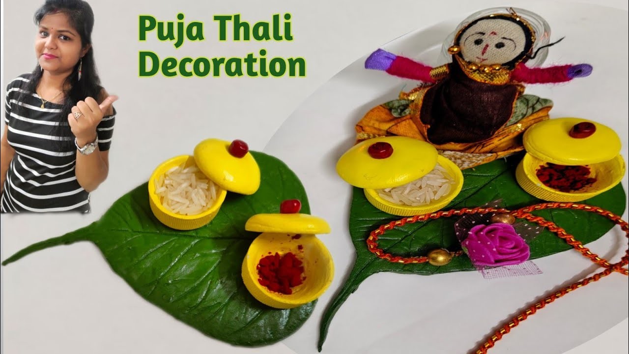 Rakhi ki Thali. Rakhi puja Thali. Handmade Pooja Thali Decoration.Raksha Bandhan 2021. Aarti Thali
