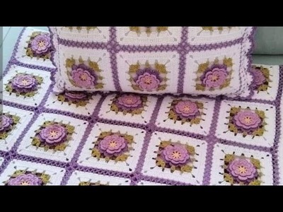 مفرش سرير كروشيه بالورد crochet  crochet bed cover with flowers