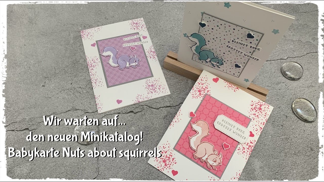 Wir warten auf.  den neuen Minikatalog! Babykarte Nuts about Squirrels - Stampin´Up!