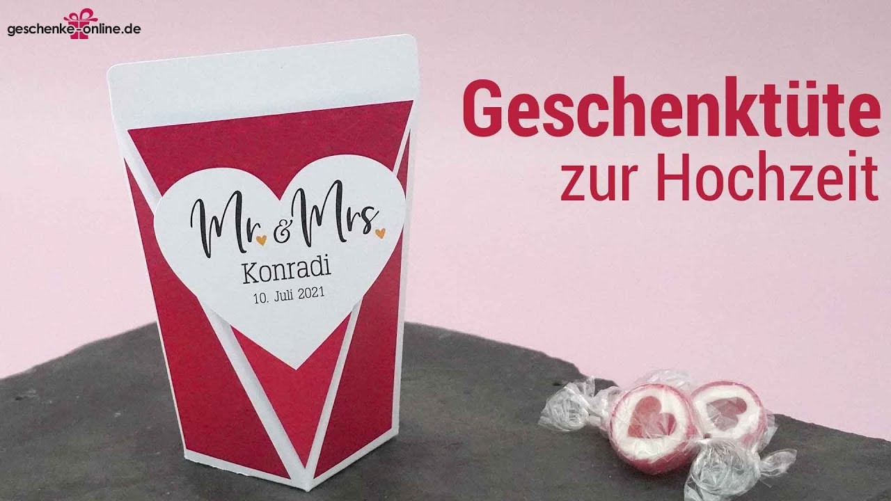 Hochzeitsgeschenke Ideen - kleine Geschenktüte zur Hochzeit mit Personalisierung - optional gefüllt