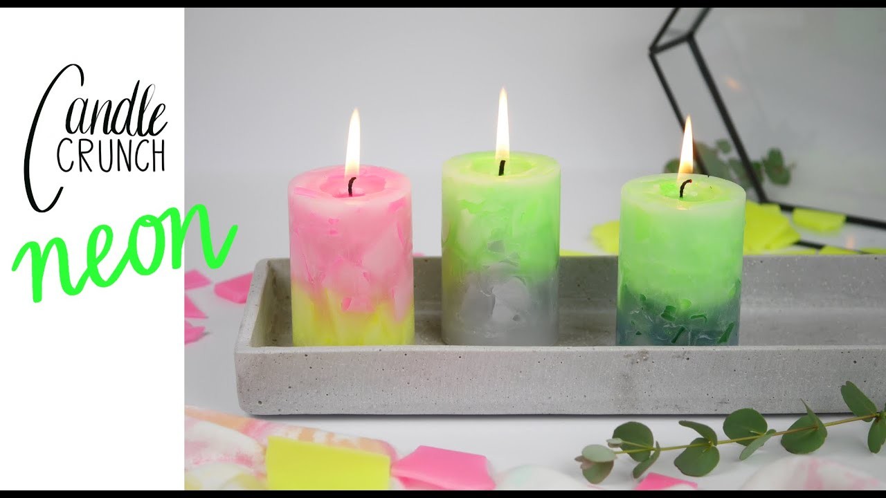 Kerzen gießen mit Wachsbruchstücken - Candle Crunch in neon - DIY Kerzen