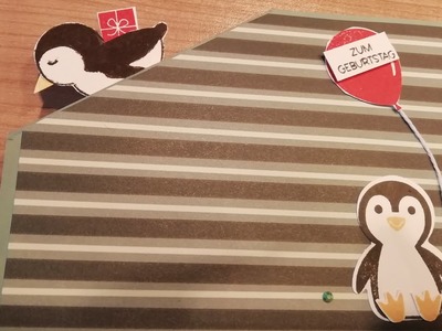 Lustige Geburtstagskarte mit Pinguin Party