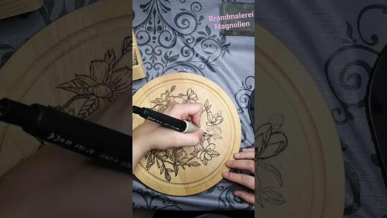 Brandmalerei Magnolien | Holzgravur mit dem Brennkolben | basteln mit #Holz tutorial | Zeitraffer