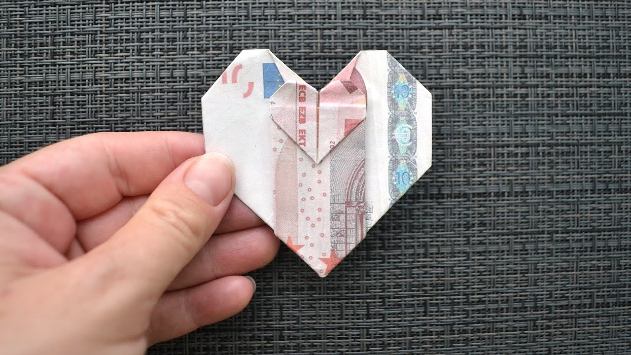 Origami DOPPELTES HERZ Geldgeschenk GELD FALTEN | Money DOUBLE HEART | Tutorial by Euro Origami