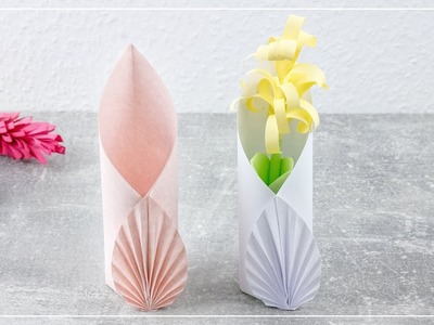 Vase aus Papier basteln | schöne, einfache DIY Deko Idee