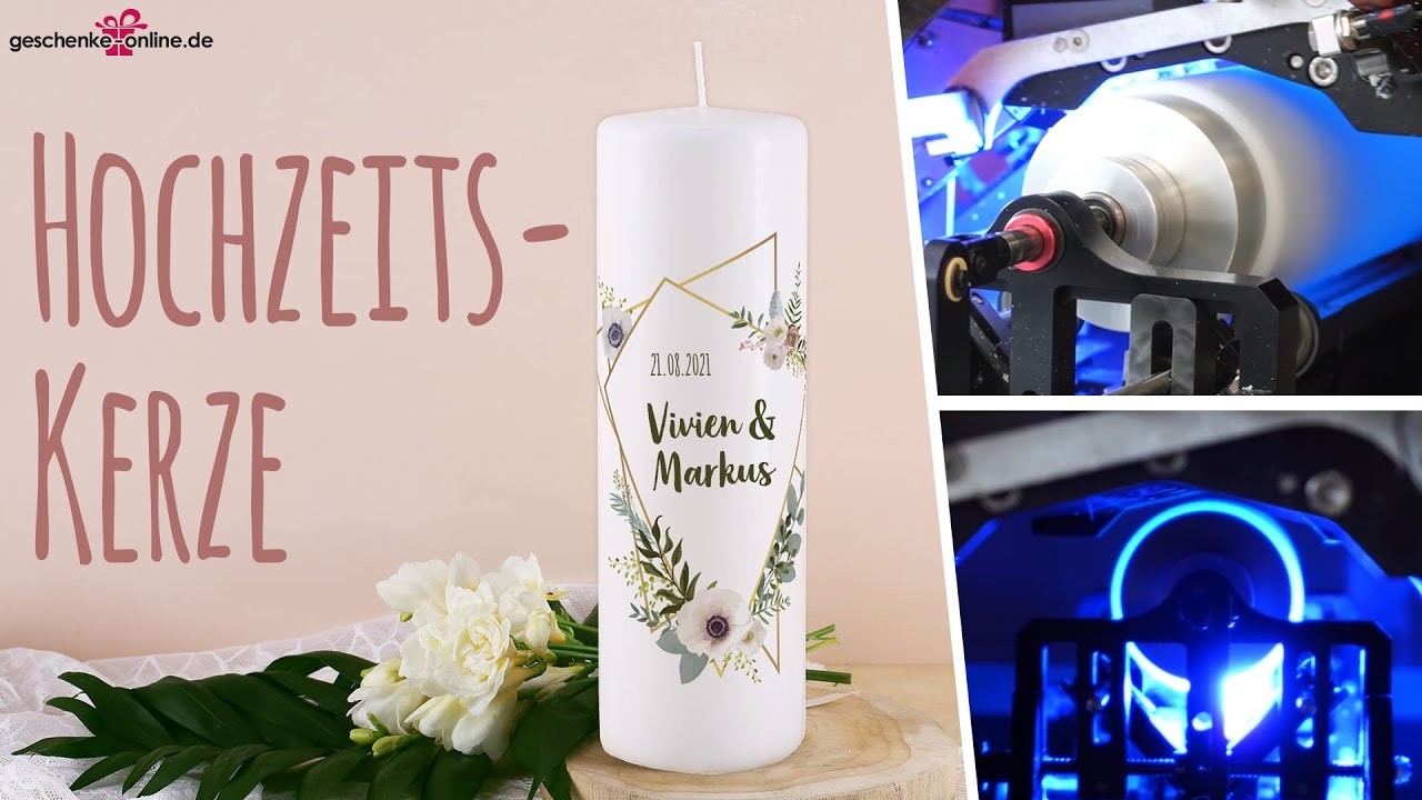Kerze zur Hochzeit mit Personalisierung | Hochzeitskerze mit Aufdruck, Hochzeit Dekoration