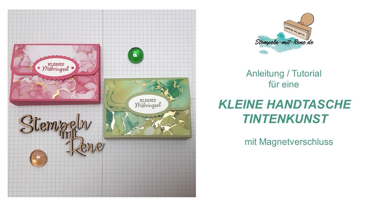 "Mitbringsel"-Verpackung KLEINE HANDTASCHE TINTENKUNST - Anleitung. Tutorial