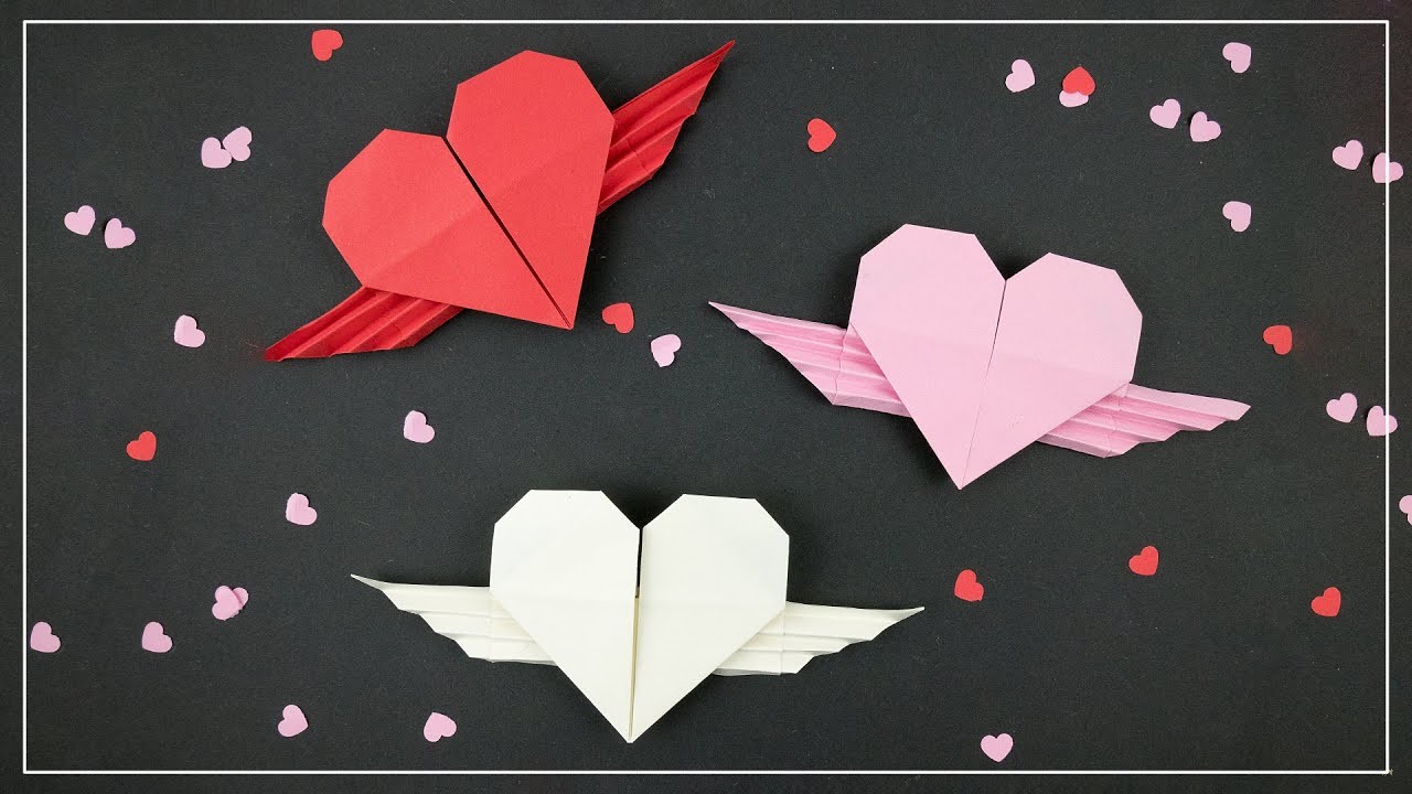Origami Herz mit Flügeln basteln | tolle DIY Geschenkidee aus Papier