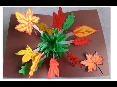 Pop Up Herbstkarte basteln. Grußkarte mit Herbstblättern selber machen