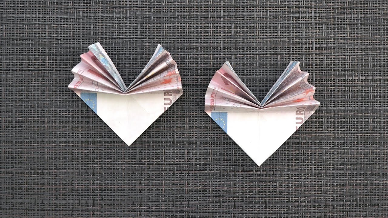 Schöne Origami HERZ Geldgeschenk GELD FALTEN | Geschenk | Nice Money HEART |Tutorial by Euro Origami