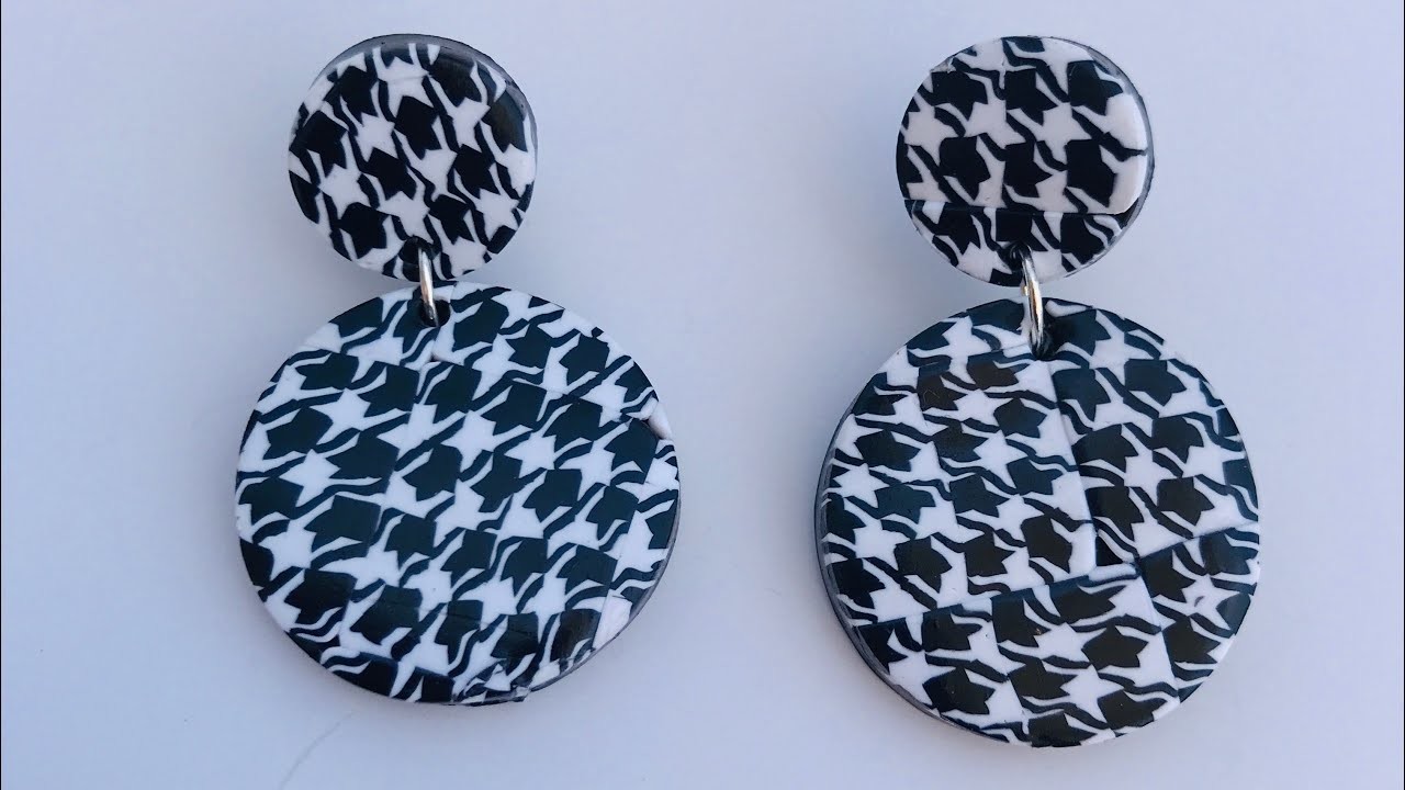 Houndstooth polymer clay earring