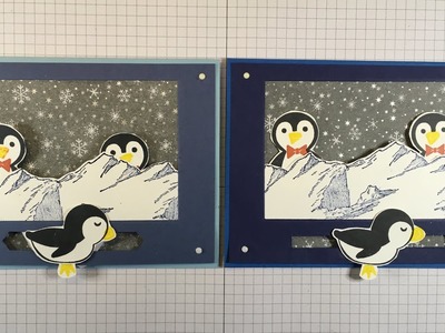 Interaktive Schiebekarte für jede Gelegenheit mit "Pinguin-Party" und "In der Arktis"