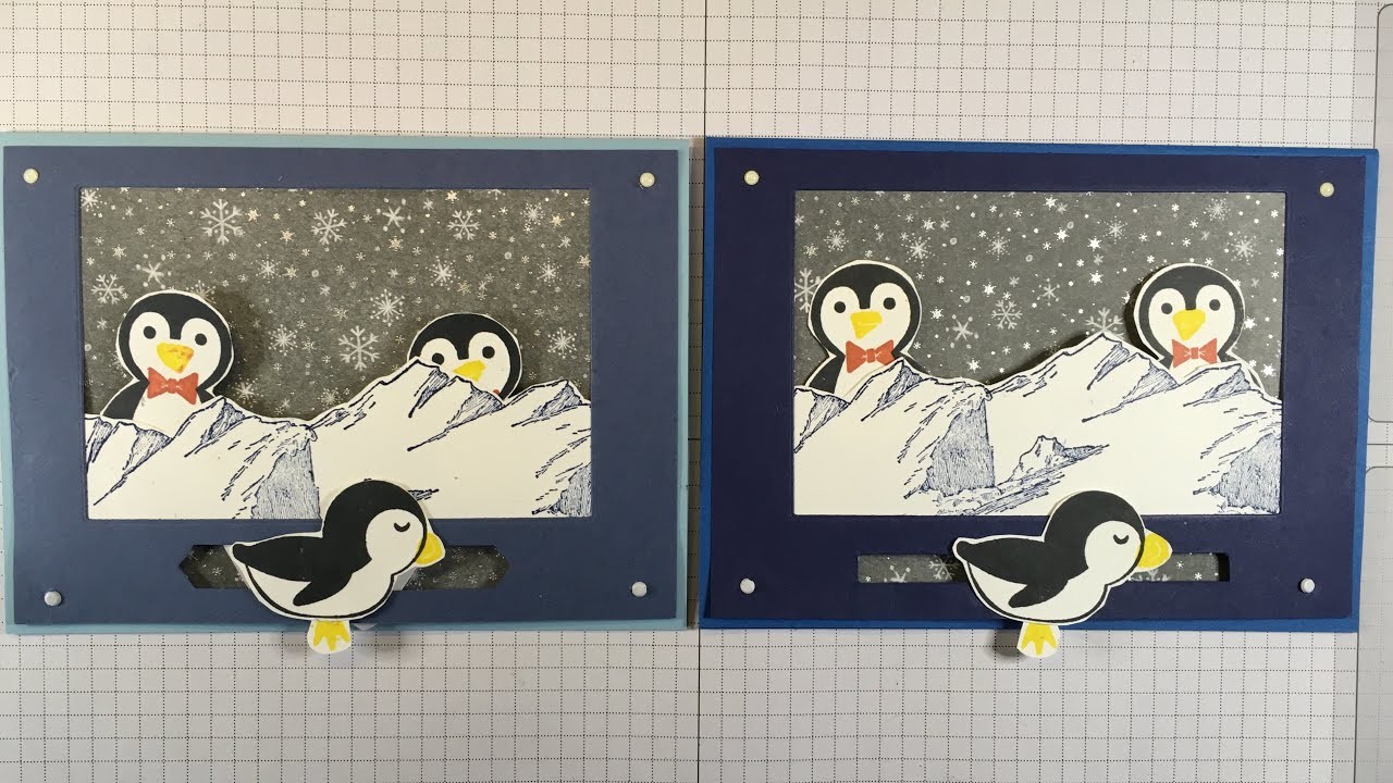 Interaktive Schiebekarte für jede Gelegenheit mit "Pinguin-Party" und "In der Arktis"