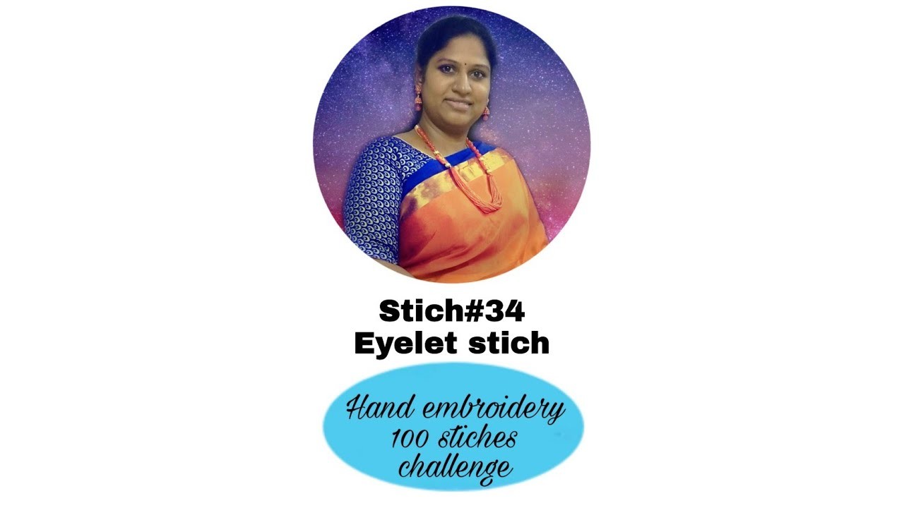 Stich#34 Eyelet stich hand embroidery|100 stiches challenge|yuhasa fashions தமிழ் #shorts