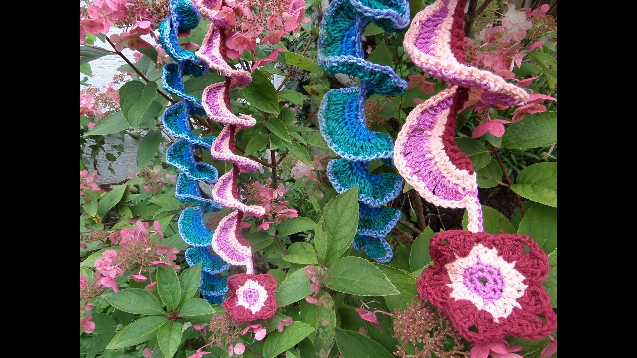 4 tolle Crochet-Wind-Spinner WINDSPIEL mit Blüten, BLUMEN, Blättern.  Häkeln LEICHT gemacht no 4