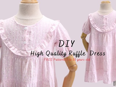 DIY Awesome High Quality Ruffle Maxi Dress | Free Patterns 1-2-3-4-5-6-7-8-9-10 years | Yei Duong