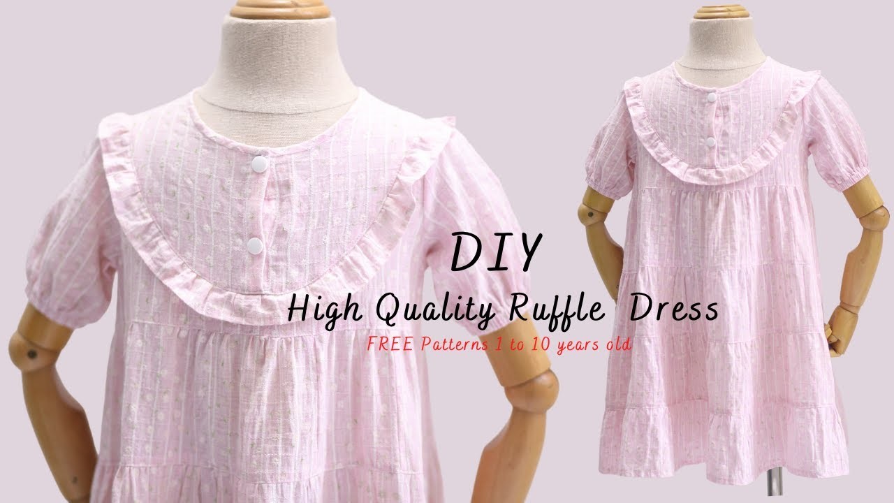 DIY Awesome High Quality Ruffle Maxi Dress | Free Patterns 1-2-3-4-5-6-7-8-9-10 years | Yei Duong