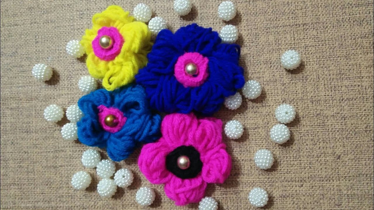 DIY Easy Woollen Flower || HandMade Flower #YarnFlower || Soha Sinha #Shorts