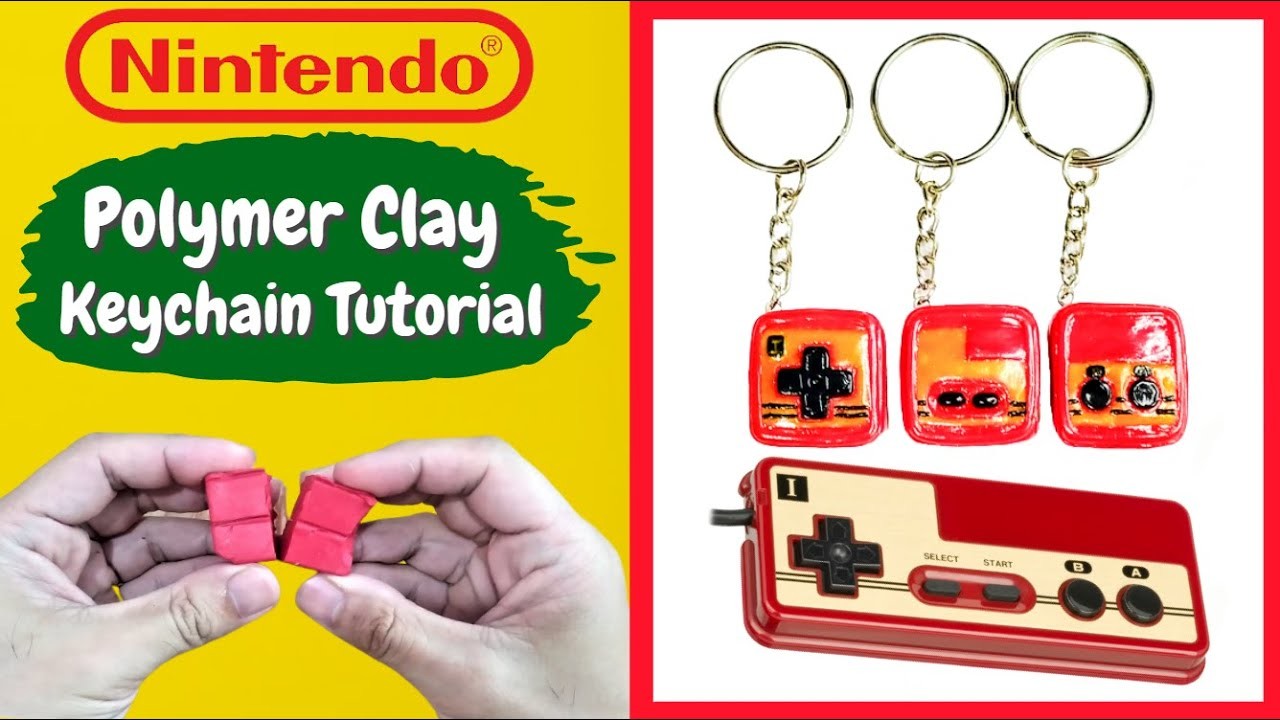 Making NINTENDO Famicom Button Controller Keychain Using Polymer Clay