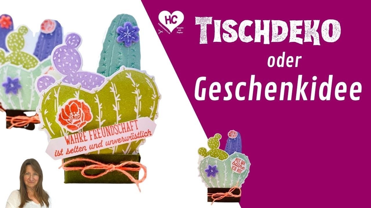 Bestechende Tischdeko oder kleine Geschenkidee "Blühender Kaktus"