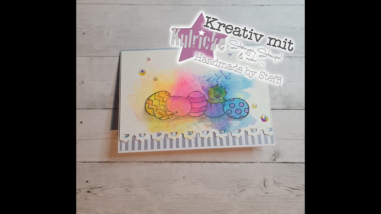 Bunte Osterkarte mit Felix und Neon Farben basteln. Kulricke. KreativesmitPapier. Faltkarten