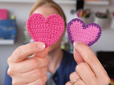 DIY großes Herz häkeln - schnelle Herzchen Häkelanleitung als Aufnäher, zur Deko oder als Geschenk