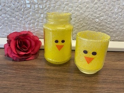 DIY Küken Zuckerglas für Ostern, einfach und schnell, mit und für Kinder