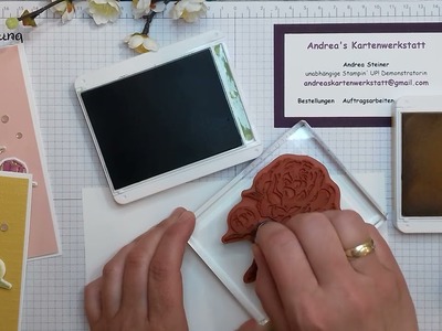 Edle vergoldete Blütenkarte - Deko-Metallblättchen in Gold - Pfingstrosenpracht - Magnoliengruss