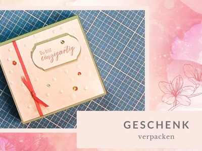 Geschenk verpacken - schnell und einfach Schimmerspray Pailletten Knoten statt Schleife Stampin' Up!